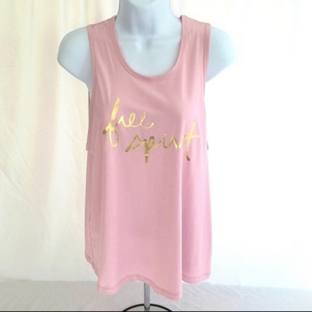 All In Motion Women's Active Graphic "Free Spirit" Pink Tank Top Size Small